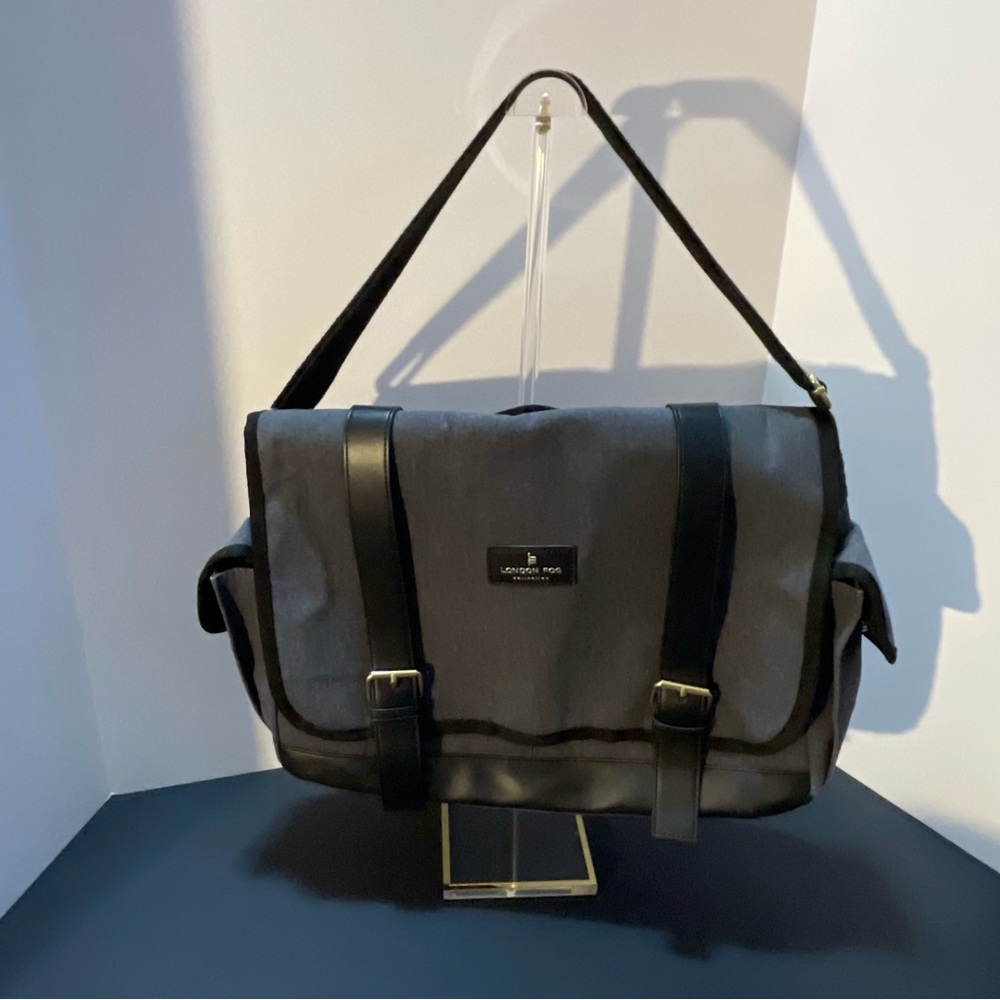 London Fog Gray and Black Messenger Bag